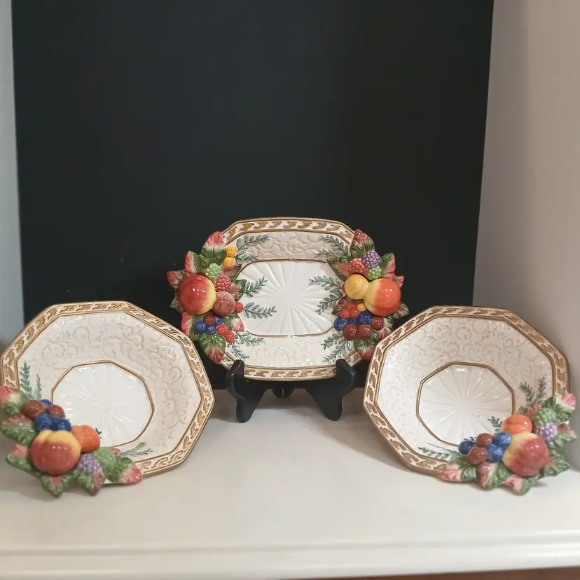 Fitz & Floyd Venezia Fruit Motif Bowl Trio - 3 pieces