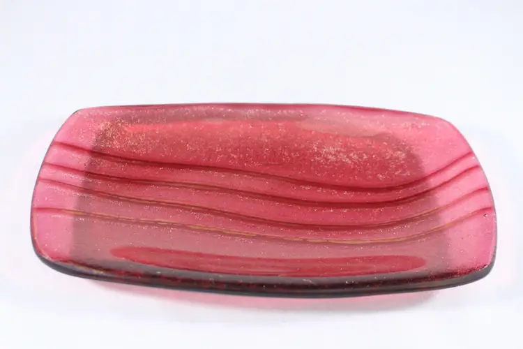 Lynn Latimer Iridescent Pink Art Glass Trinket Dish Signed