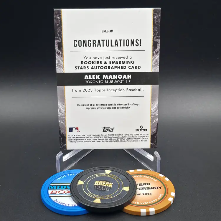 Alek Manoah Autograph 2023 Topps Inception Rookies & Emerging Stars On Card Auto Orange Parallel Numbered 10/25 Card #BRES-AM Toronto Blue Jays / Los Angeles Angels