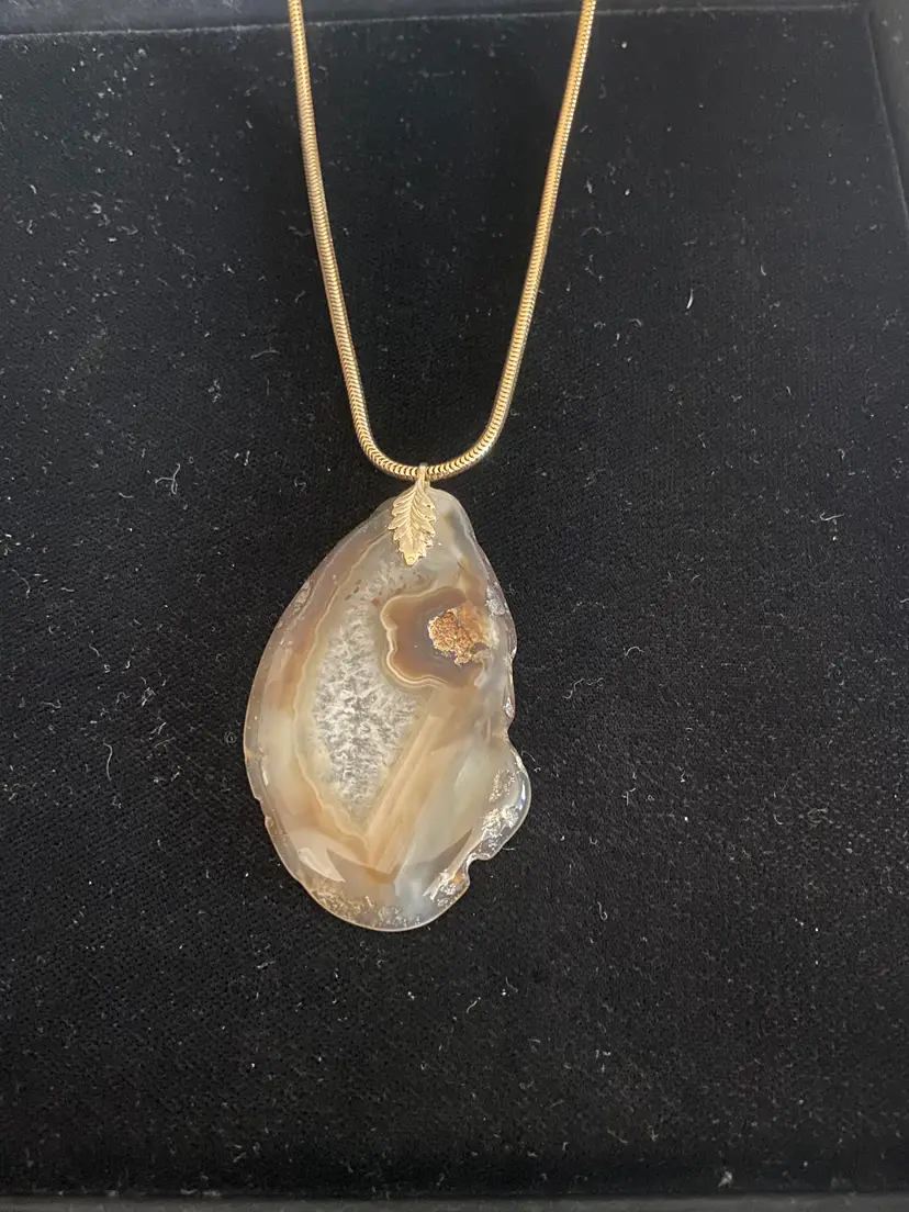 Pendant (2.75") w/ Naural Stone on a Goldstone Monet 12" Chain