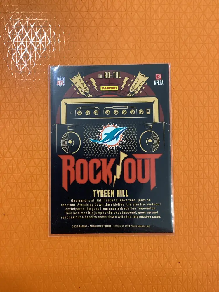 TYREEK HILL_2024 PANINI ABSOLUTE FOOTBALL CARD_ROCK OUT_MIAMI DOLPHINS_#RO-THL