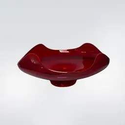 Vintage Viking Four Point Glass Bowl In Ruby With Cadmium Glow 7in Wide