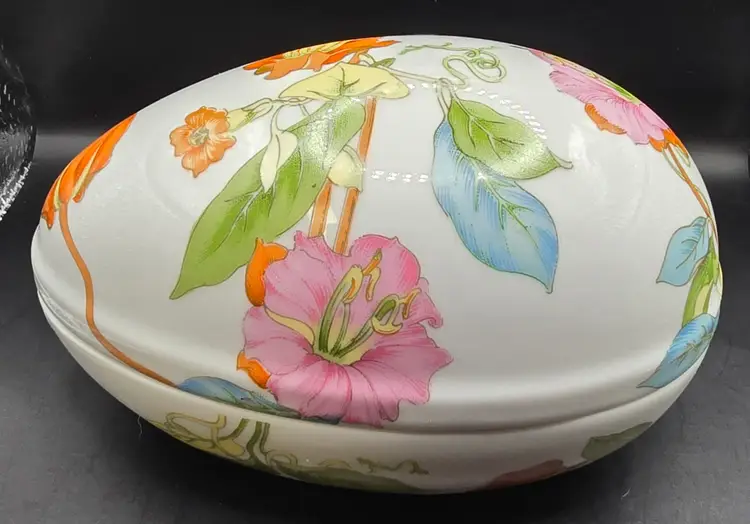 Tuscany Japan porcelain egg trinket box