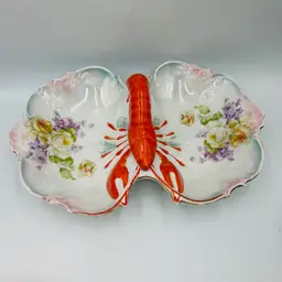 Vintage 30s German divided Dish With Florals And A Beautiful Luster