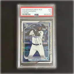 100% The Creamiest Hottest Slab Deal - 2024 Junior Caminero Bowman Mega Box Refractor RC PSA 3 Pop 1