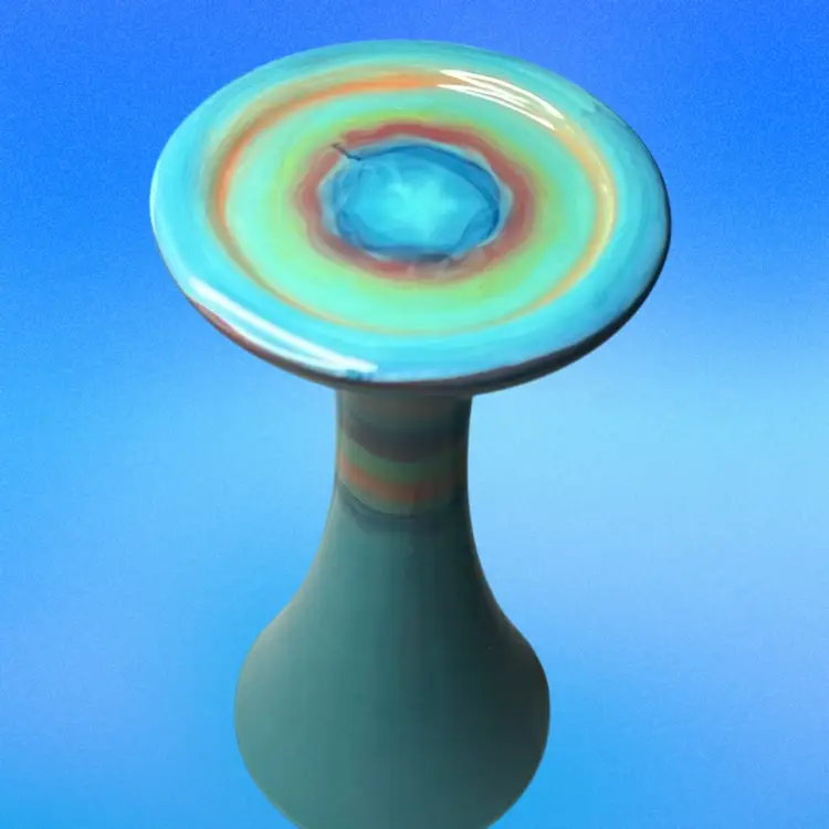 Beautiful Hand Painted Candle Holder With Mixed Colors Of Teal, Green, Red, Orange & Blue