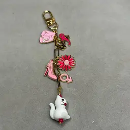 Pink Ribbon Purse/backpack Charm “white Cat”