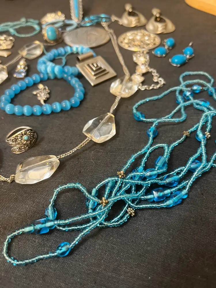 22 Piece Blue And Silvertone Jewelry Lot