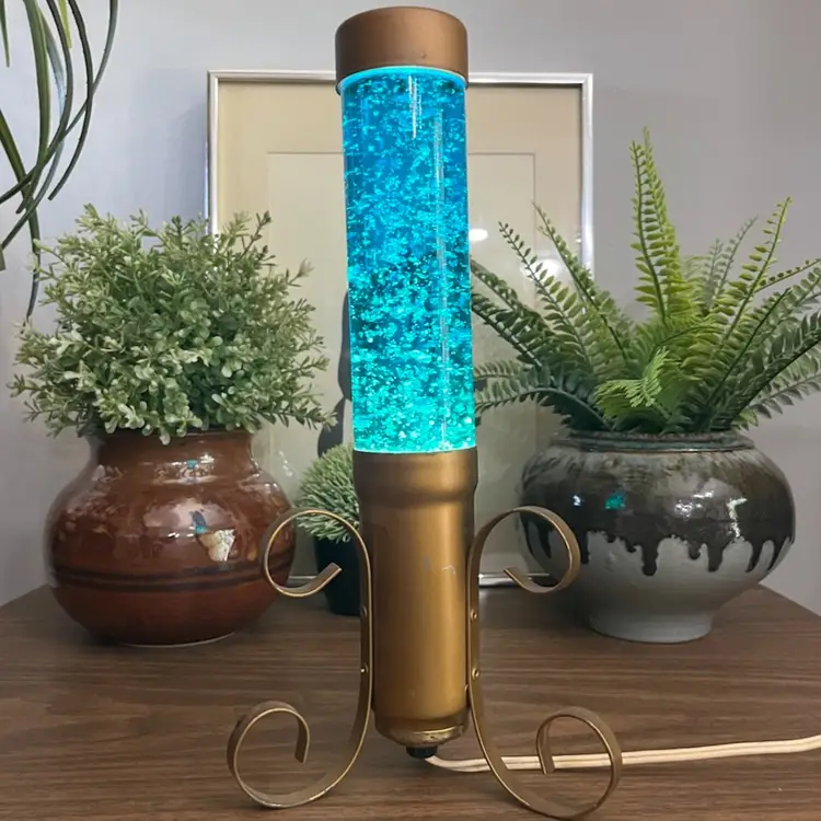 Vtg 60's Art Deco Tripod Florence Art Co Liquid Silver Flakes Glitter Lamp *READ*