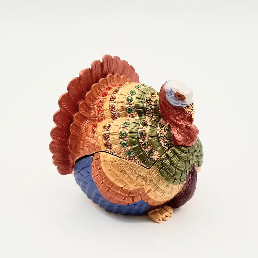 Ruccini Turkey Trinket Box Bejeweled Multi-colored Rainbow