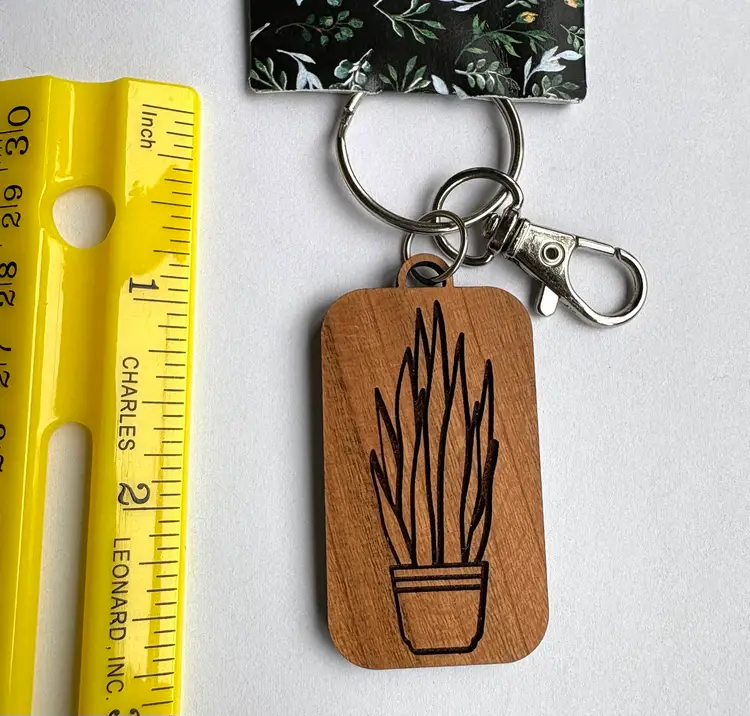 New Wooden Plant Engraved Keychain