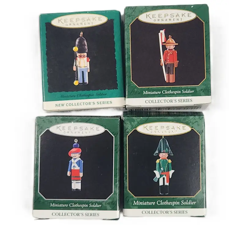 Set of 4 Hallmark Clothespin Soldiers 1 3 4 5 Keepsake Miniature Ornaments IOB