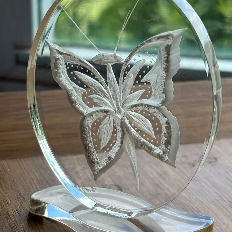 Beautiful Etched Signed Butterfly Decoration 