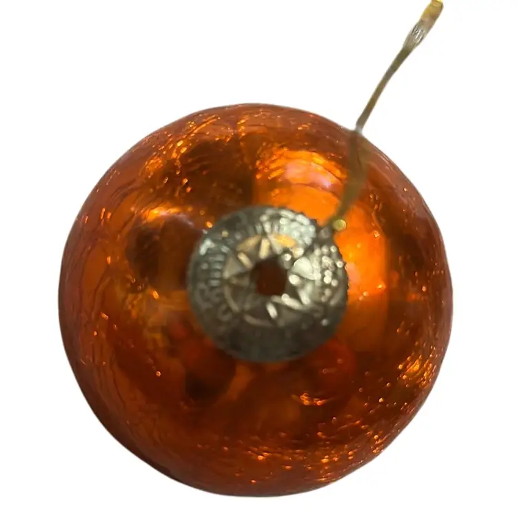 Kugel Style Orange Crackle Mercury Glass Ornament