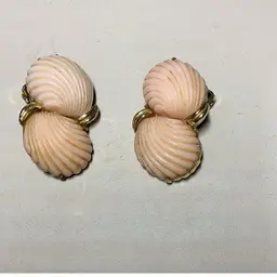 Light Pink Shell Clipon Earrings - Coro Signed