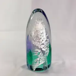 Large Bullet Shaped Paperweight With Silver Leaf