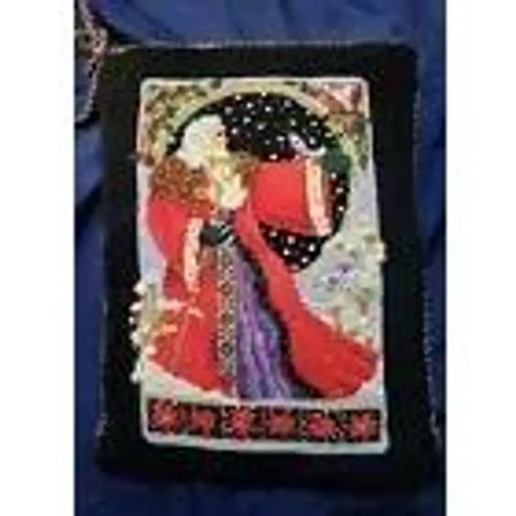 Needlepoint Santa Christmas Pillow Old World 12” x 15” Braided Trim Vintage