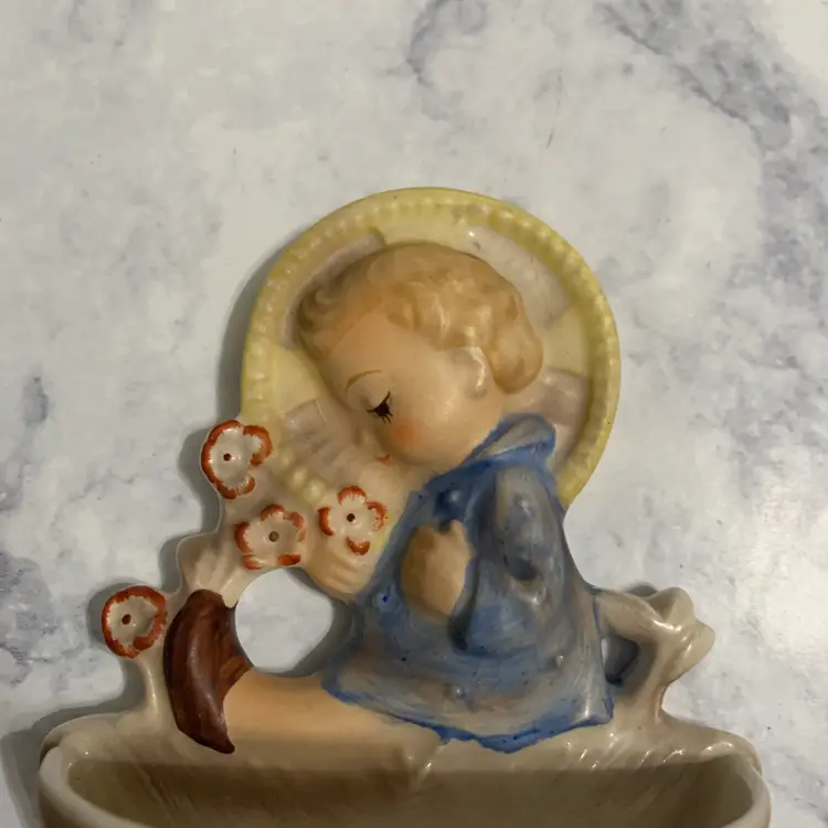 Vintage 1960 Goebel M.I. Hummel "Child With Flowers" Holy Water Font 3610 Retired W. Germany