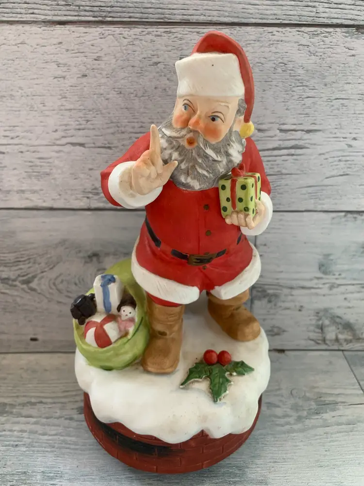 Christmas Santa Claus Musical Figurine Shushing Berman Anderson 1970’s Japan