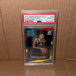 2017 Panini Donruss Optic Basketball Donovan Mitchell Rated Rookie Red/Yellow PSA 10 RC