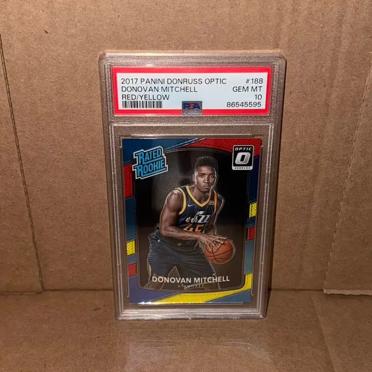 2017 Panini Donruss Optic Basketball Donovan Mitchell Rated Rookie Red/Yellow PSA 10 RC