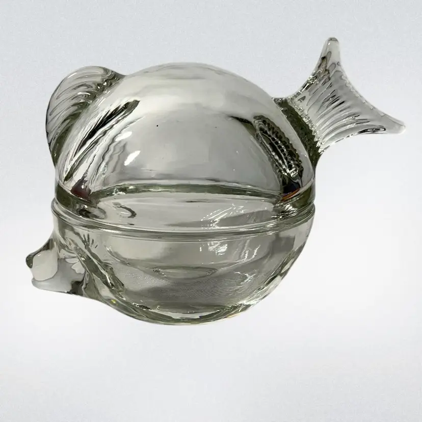 Anchor Hocking 5” Covered Fish Clear Glass Candy Dish