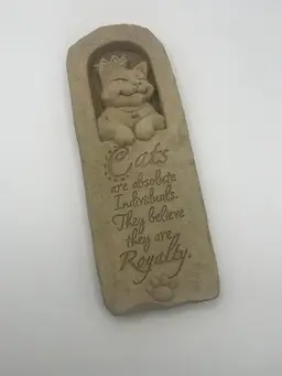 Carruth Studio Feline Philosophy Hanging Cat Plaque Handmade Crown Stone