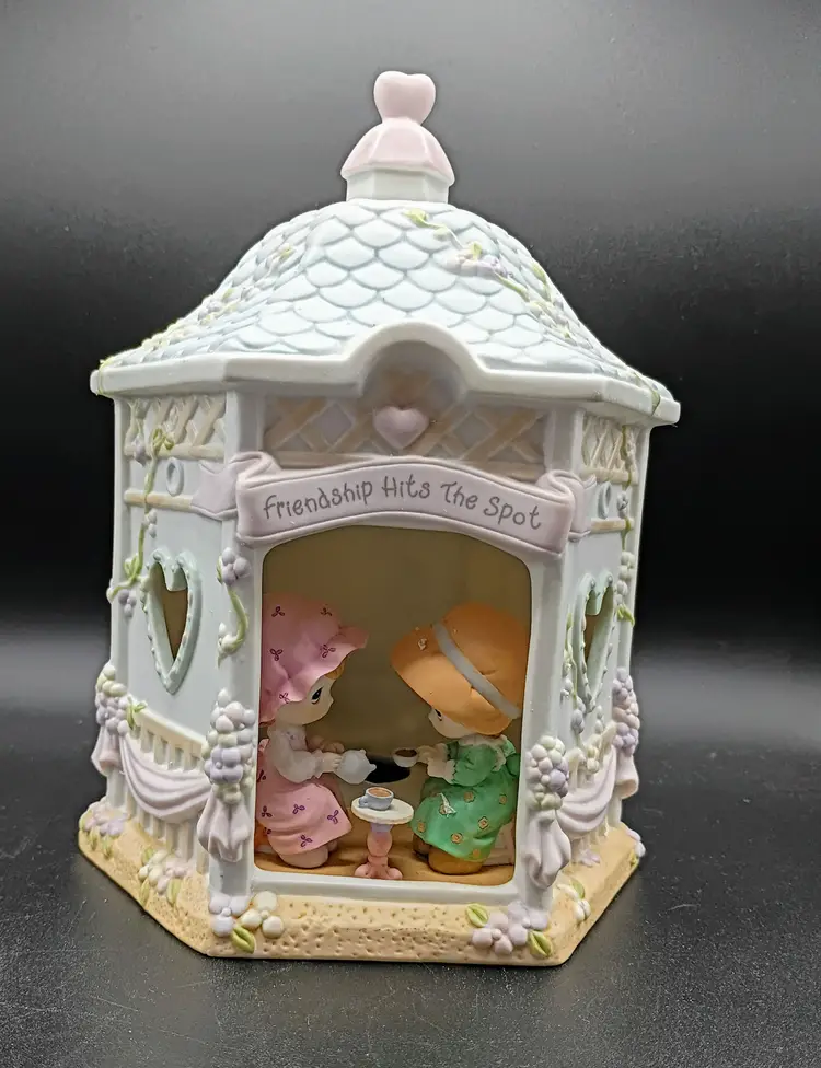 Vtg Enesco Precious Moments Gazebo Friendship Hits The Spot Tea Party Luminary