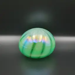 Levay Glass Green Iridescent paperweight GLOWS