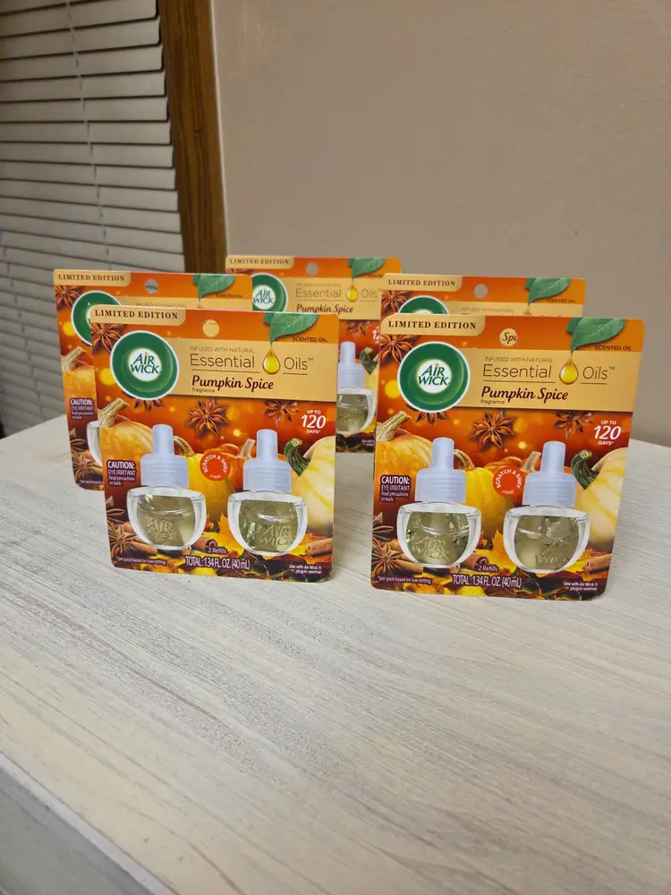 Lot of 5 Air Wick Essential Oils Pumpkin Spice Scented Oil 2pk Refills
