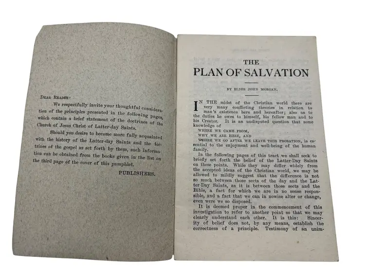 1905 Plan of Salvation John Morgan LDS Mormon Tract Independence MO Antique