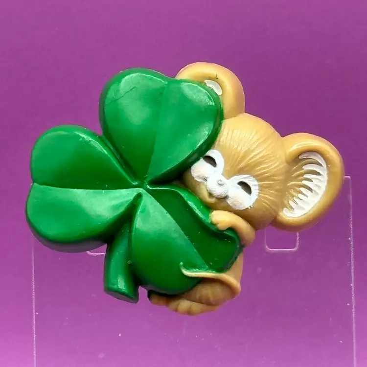 Vintage Hallmark Mouse Shamrock Clover Pin