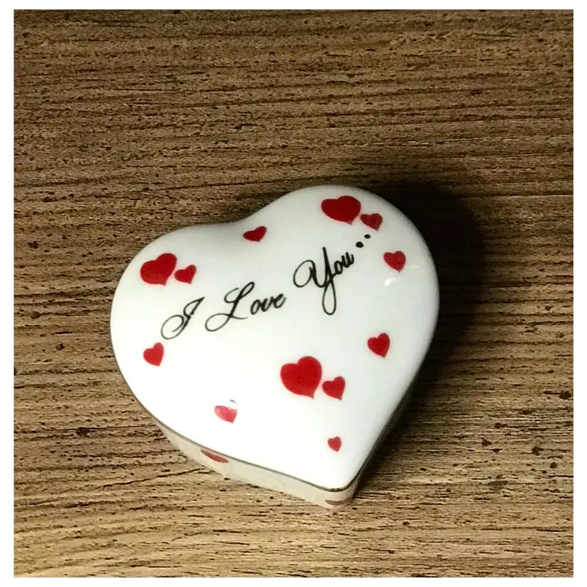 Vintage Lefton "I Love You" Heart Shaped Trinket Box