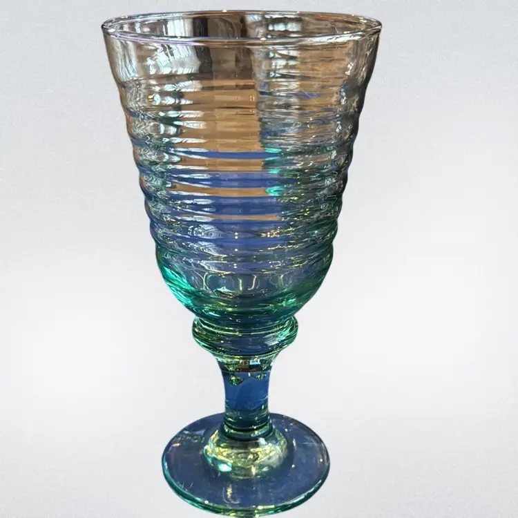 Set Of 4 Vintage Libbey Glass Sirrus ( Spanish Green) Ribbed Goblets