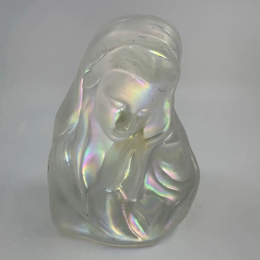 Fenton Iridescent Glass Madonna Virgin Mary Tea Light Candleholder