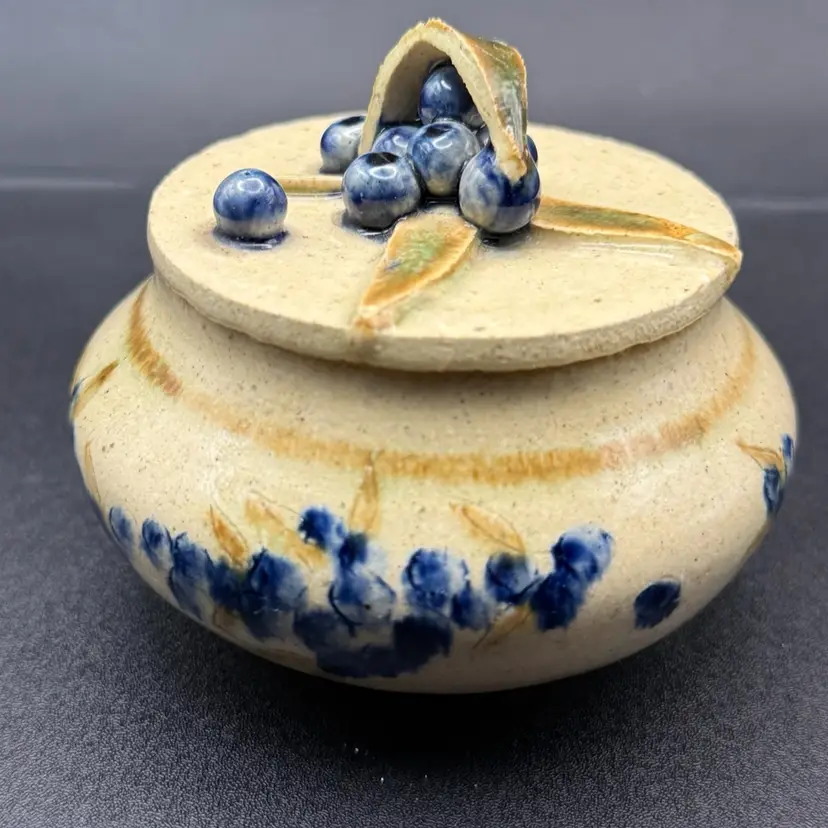 Handcrafted Pottery Lidded Jar Box ~ signed