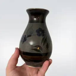 5.75in Tall Ceramic Tonala Bud Vase With Flowers And Butterflies