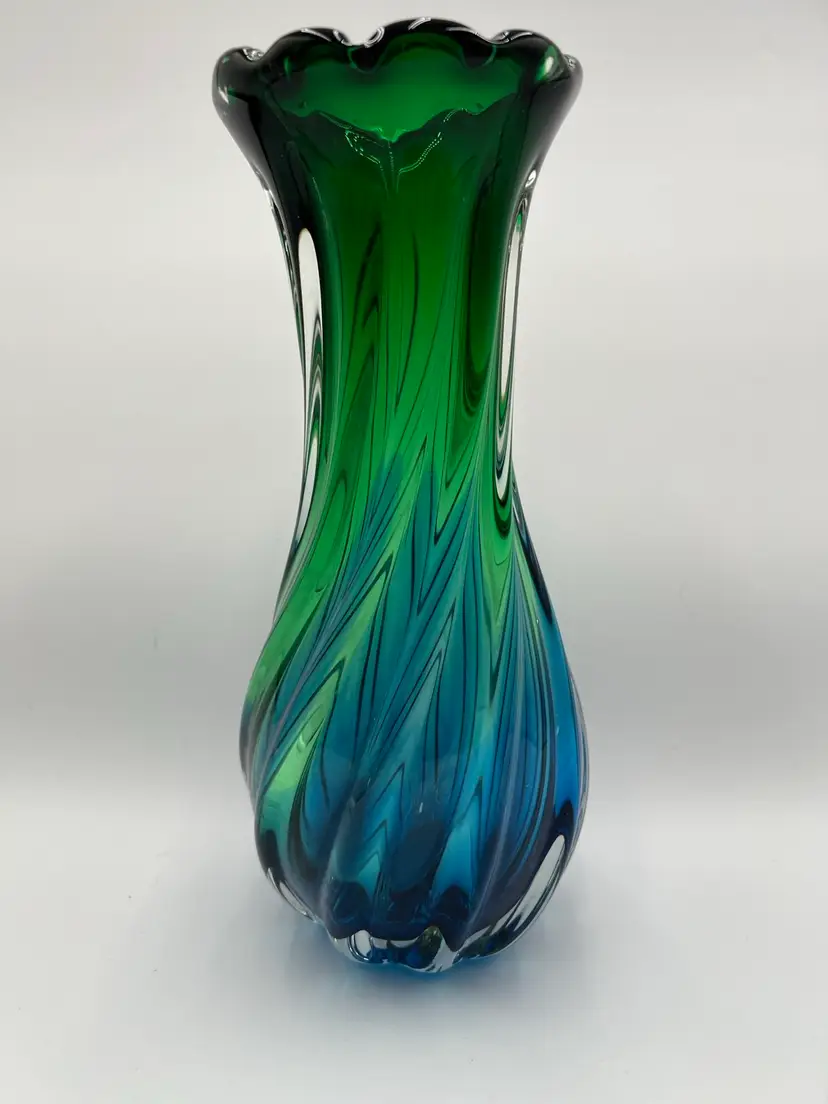 Vintage Bohemian Czech Art Glass Sommerso Vase