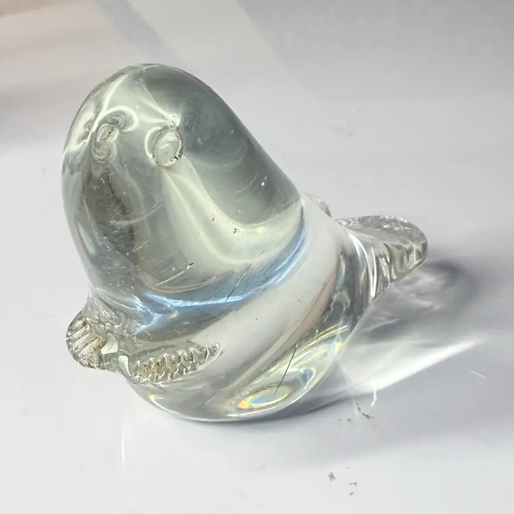 Baby Seal Clear Art Glass Figurine 3.5”