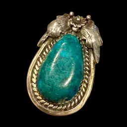 Vintage Navajo Sterling Silver & Turquiose Ring Size 10, 14.2g