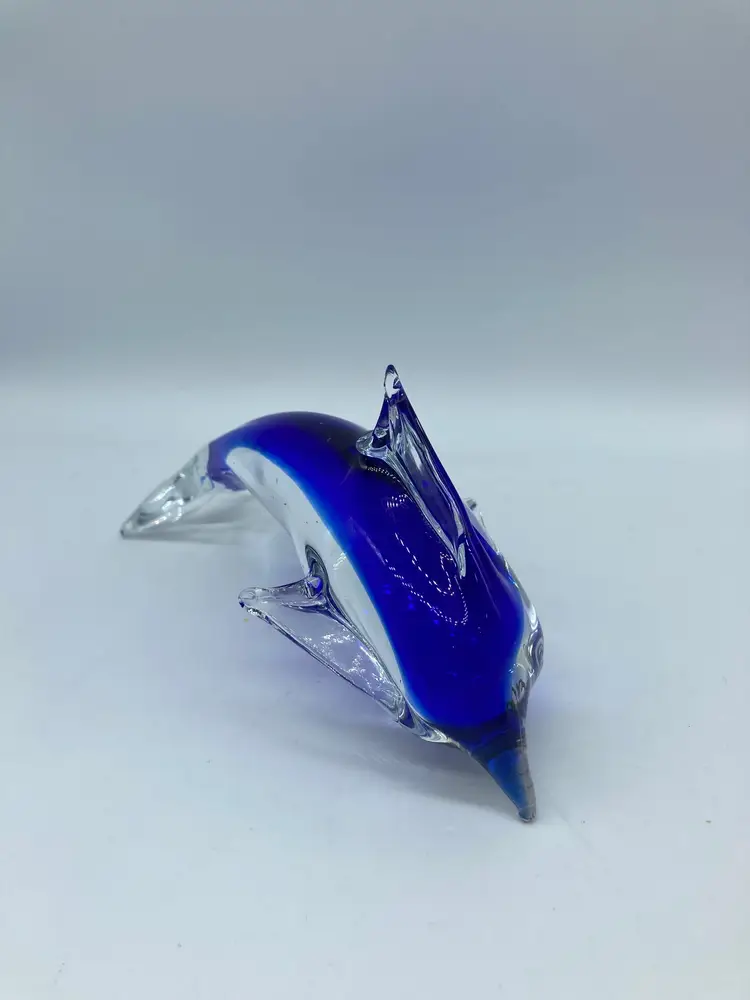 Blue Glass Dolphin Decor