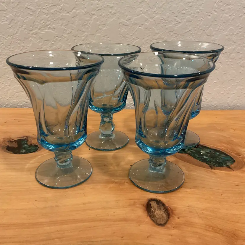 Blue Fostoria Iced Tea Goblets