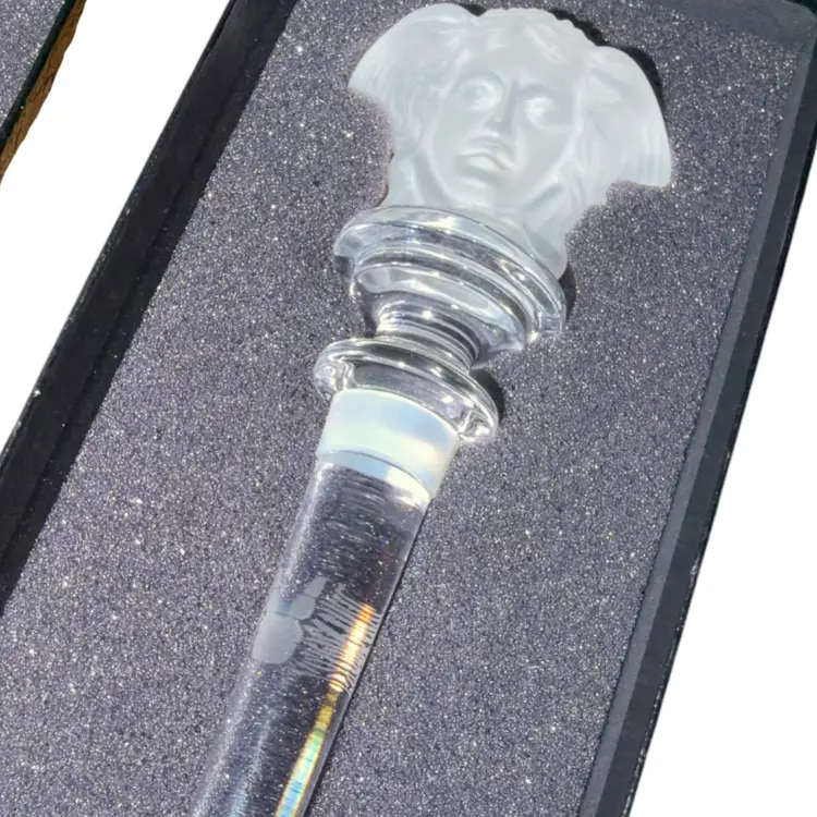 Authentic Vintage Versace Rosenthal Medusa Crystal Wine Stopper – Etched Bottle Topper, Barware