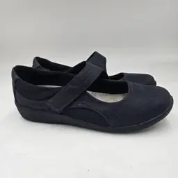 CLARKS Women's Blue Sillian Bella Mary Jane Flat Slip-On Shoes Size 9 Comfort
