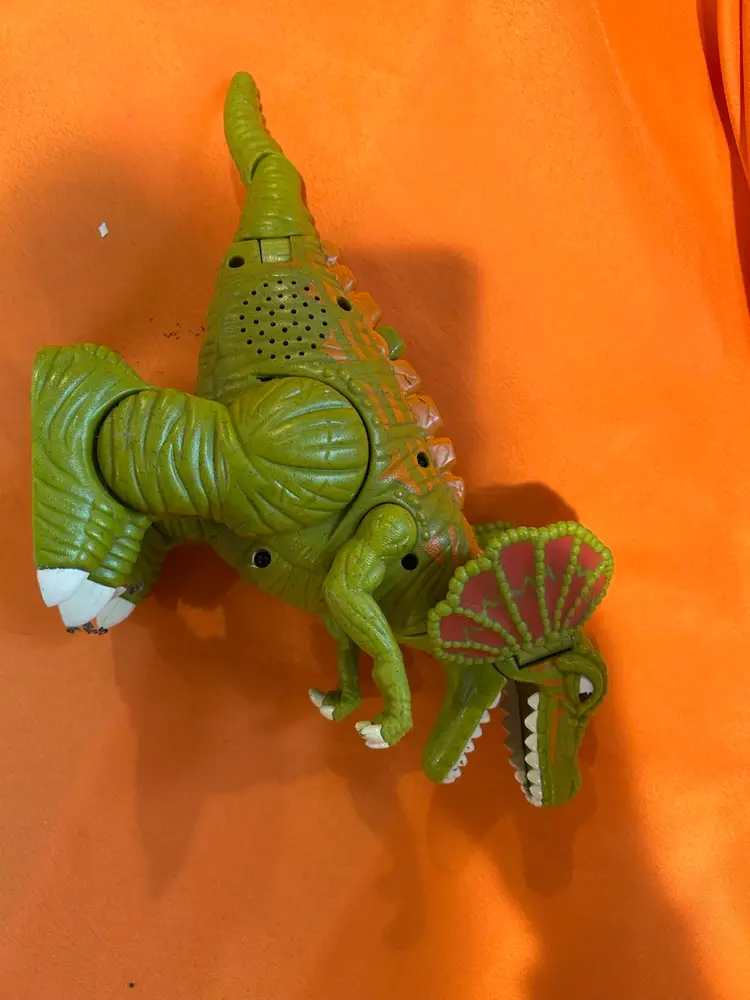 2006 Mattel Imaginext Roaring and Walking Green Dilophosaurus Dinosaur Tested