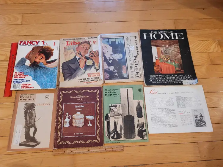 Stack of MISC. Vintage Magazines, newspaper articles, and books.