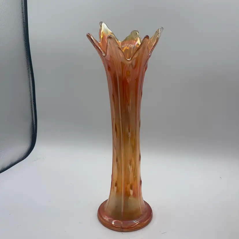 Dugan Marigold Carnival Glass  Swung Vase 11.5”