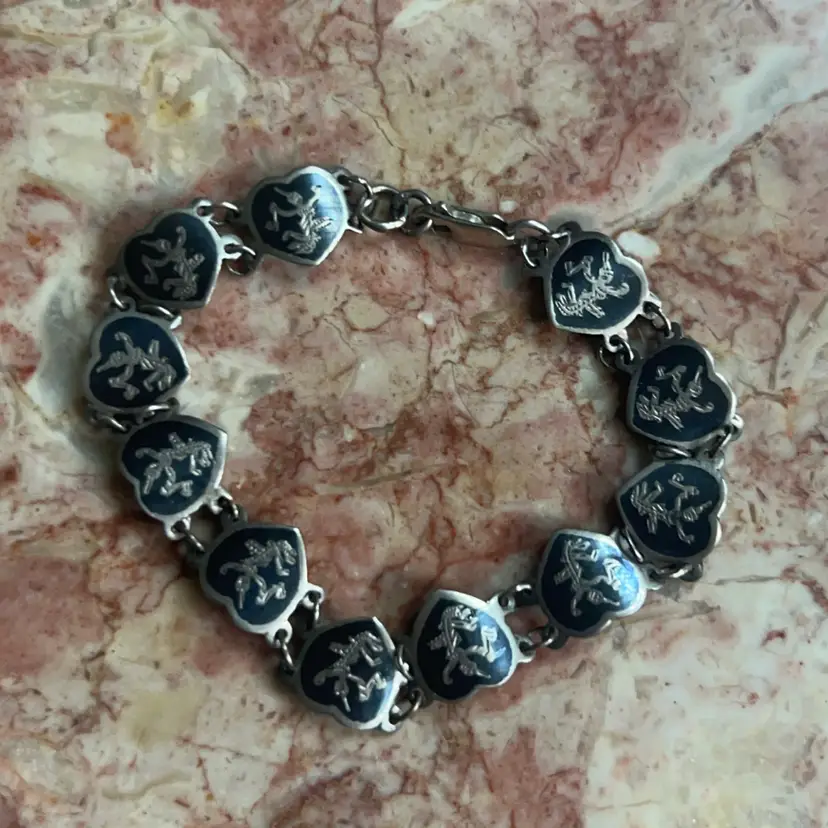 Vintage Siam Sterling Silver Niello Bracelet