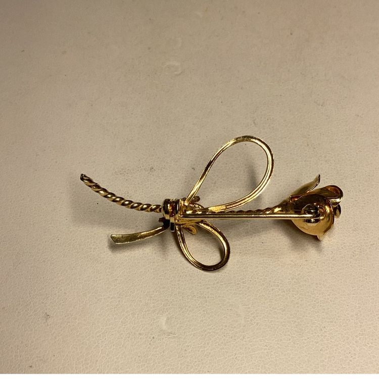 Dainty Goldtone Rose Brooch 2” - Like New Condition
