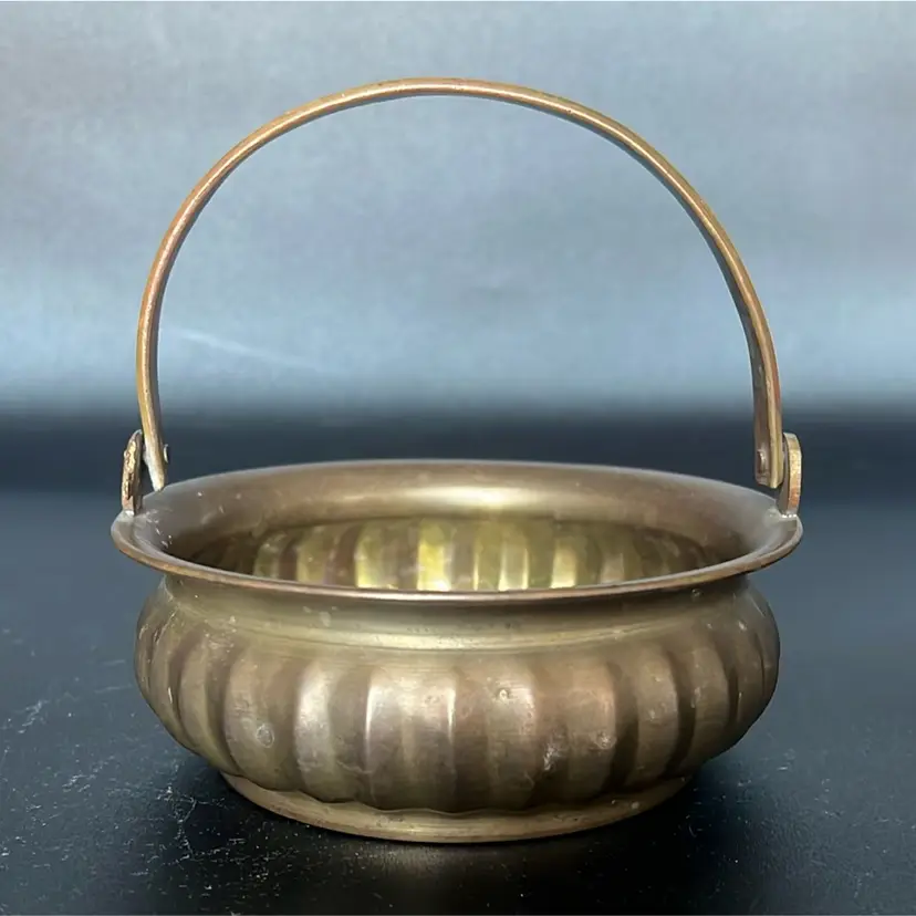 Mid Century - Boho Decor Brass Basket